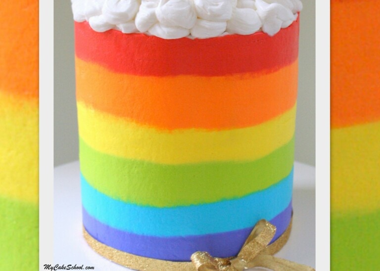 Free Buttercream Rainbow Cake Video Tutorial by MyCakeSchool.com!