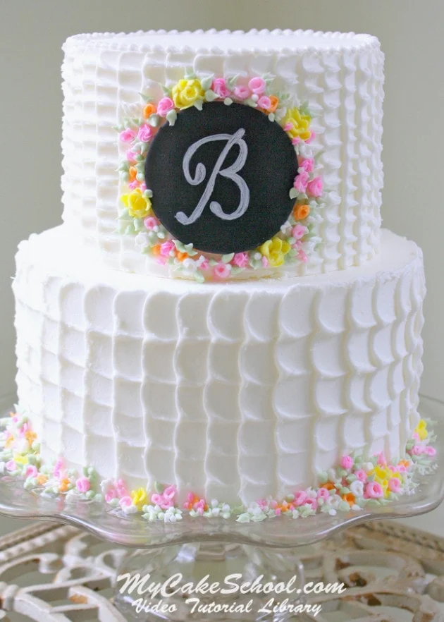 Textured Buttercream Cake with Fondant Plaque