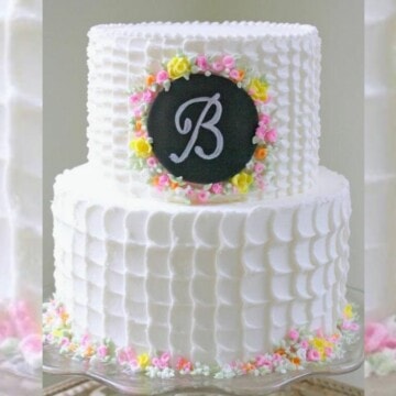 Textured Buttercream Cake with Fondant Chalkboard Plaque