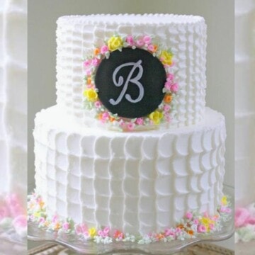 Textured Buttercream Cake with Fondant Chalkboard Plaque