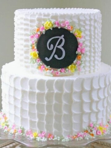 Textured Buttercream Cake with Fondant Chalkboard Plaque