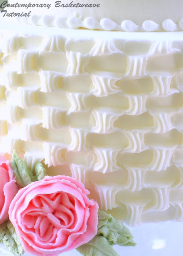 Contemporary Basketweave in Buttercream {& David Austin Rose}~ Member Video by MyCakeSchool.com