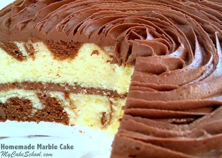 The most DELICIOUS Marble Cake Recipe from Scratch! Moist and flavorful recipe by MyCakeSchool.com. Online cake tutorials, recipes, cake videos, and more!