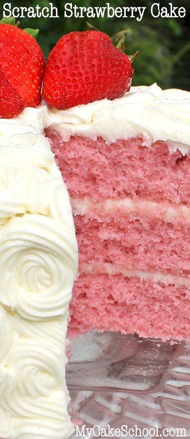 DELICIOUS Scratch Strawberry Cake Recipe by MyCakeSchool.com! Online Cake Decorating Videos, Tutorials, & Recipes!