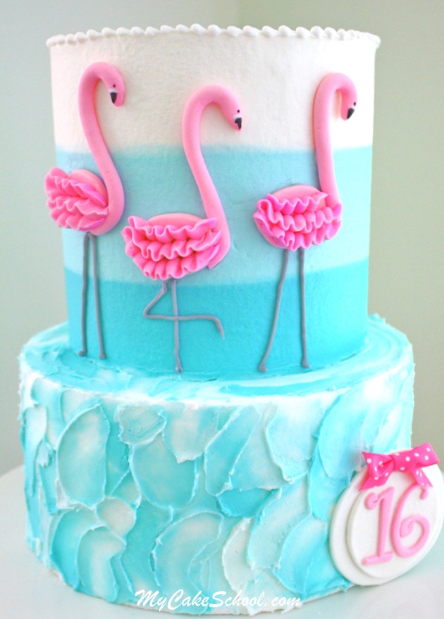 Flamingo Cake Tutorial with Ombre Buttercream by MyCakeSchool.com!~ Member Video.