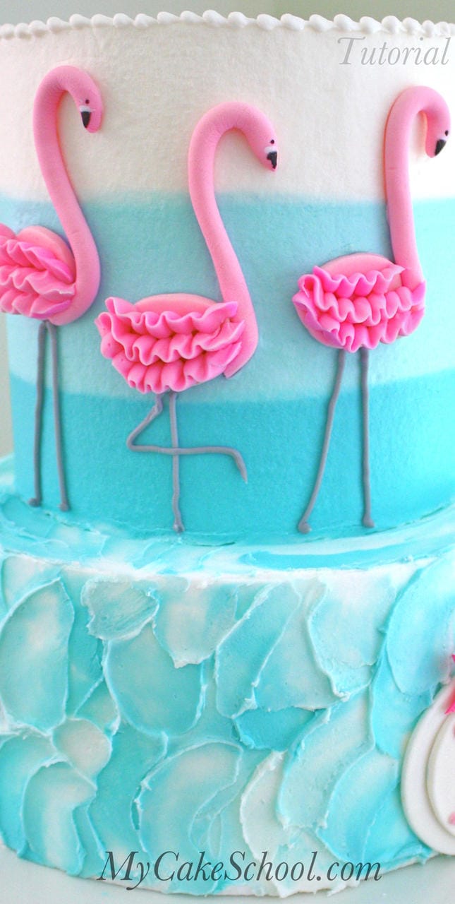 Learn to Make this CUTE Flamingo Cake (with ombre buttercream) in MyCakeSchool.com's Member Cake Decorating Video Library!