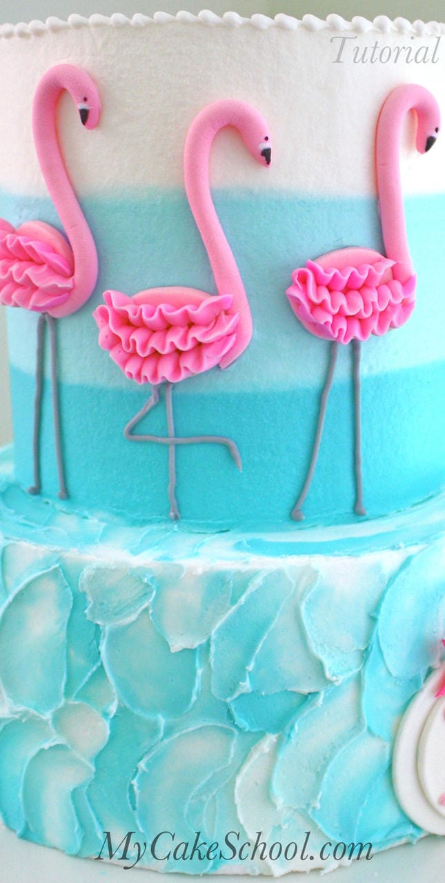 Adorable Pink Flamingo Cake with Ombre Buttercream! Cake Decorating Video by My Cake School! Learn to Make this CUTE Flamingo Cake (with ombre buttercream) in MyCakeSchool.com's Member Cake Decorating Video Library!