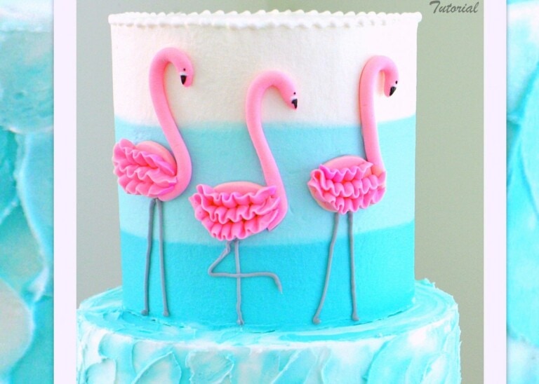 Flamingo Cake with Ombre Buttercream