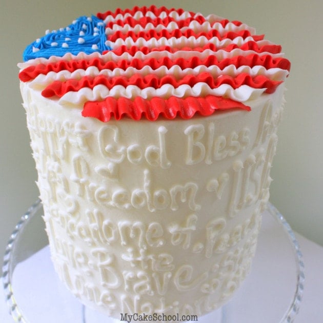 July 4 -Ruffled Flag Cake Tutorial by MyCakeSchool.com!