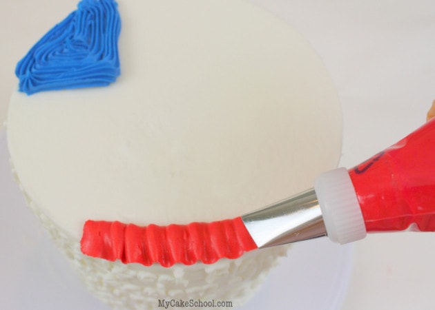 July Fourth Ruffled Flag Cake Tutorial by MyCakeSchool.com! Free step by step cake decorating tutorial!