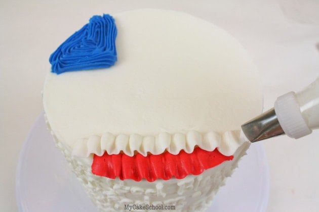 Easy July 4th Ruffled Flag Cake Tutorial by MyCakeSchool.com!