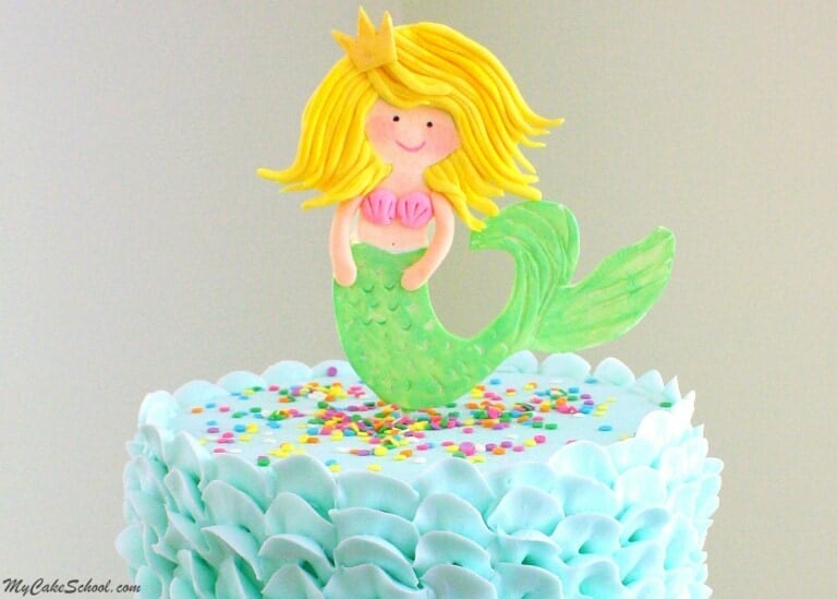 Sweet Mermaid Cake Topper with Buttercream Waves~ Video