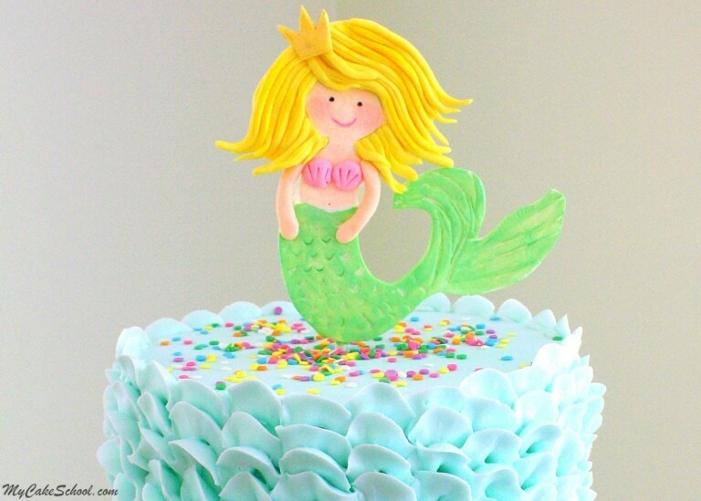 Sweet Mermaid Cake Topper with Buttercream Waves~ Video