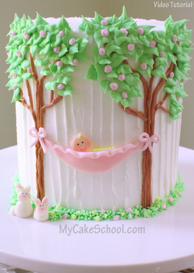 Sweet Baby in a Hammock- Free Cake Video tutorial by MyCakeSchool.com!