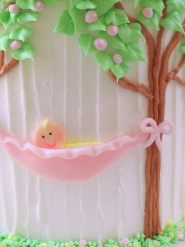 Sweet Baby in a Hammock Cake Decorating Video Tutorial by MyCakeSchool.com. Simple and sweet design PERFECT for Baby Shower Cakes! Free video!