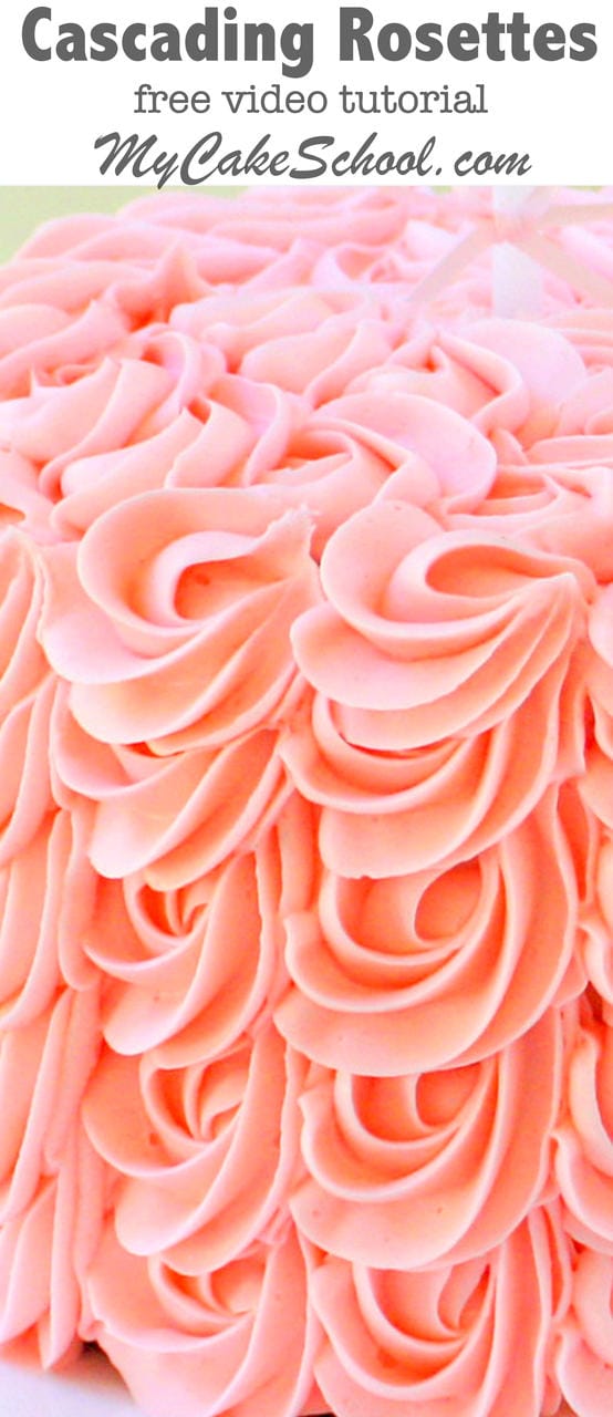 Beautiful Cascading Rosettes of Buttercream! Free cake decorating video tutorial by MyCakeSchool.com! Gorgeous technique and surprisingly fast and simple!