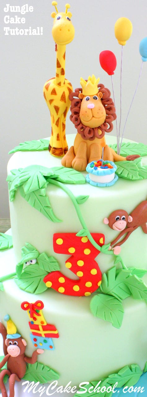 Adorable Jungle Cake Tutorial!! Member section of My Cake School! 