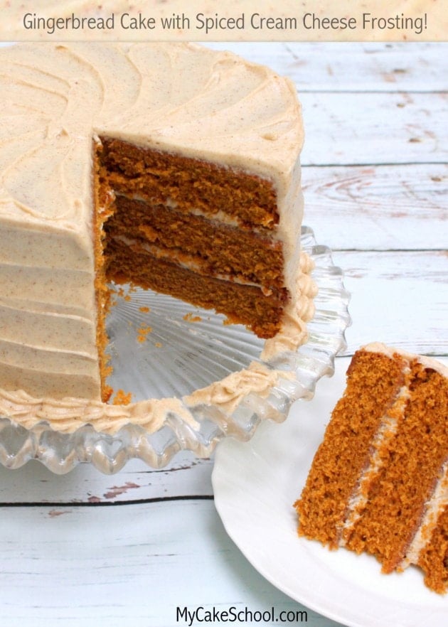 Moist and delicious Gingerbread Cake Recipe from scratch with Spiced Cream Cheese Frosting by MyCakeSchool.com! Online cake tutorials, recipes, videos, and more! Delicious Scratch Gingerbread Cake Recipe with an amazing Spiced Cream Cheese Frosting by MyCakeSchool.com