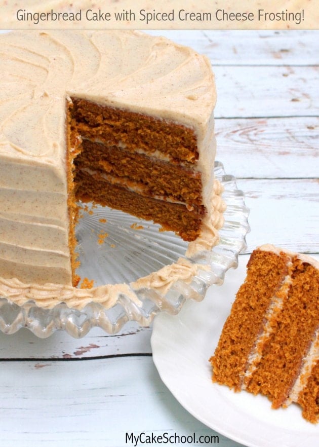 Delicious Scratch Gingerbread Cake Recipe with an amazing Spiced Cream Cheese Frosting by MyCakeSchool.com