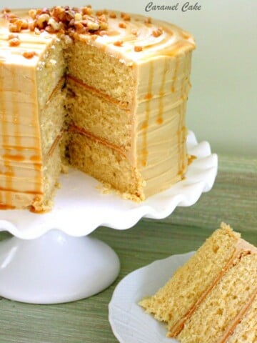 Delicious scratch Caramel Cake Recipe with Caramel Frosting! MyCakeSchool.com Online Cake Tutorials, Videos, and Recipes!