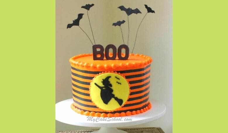 Witch Silhouette Halloween Cake Tutorial