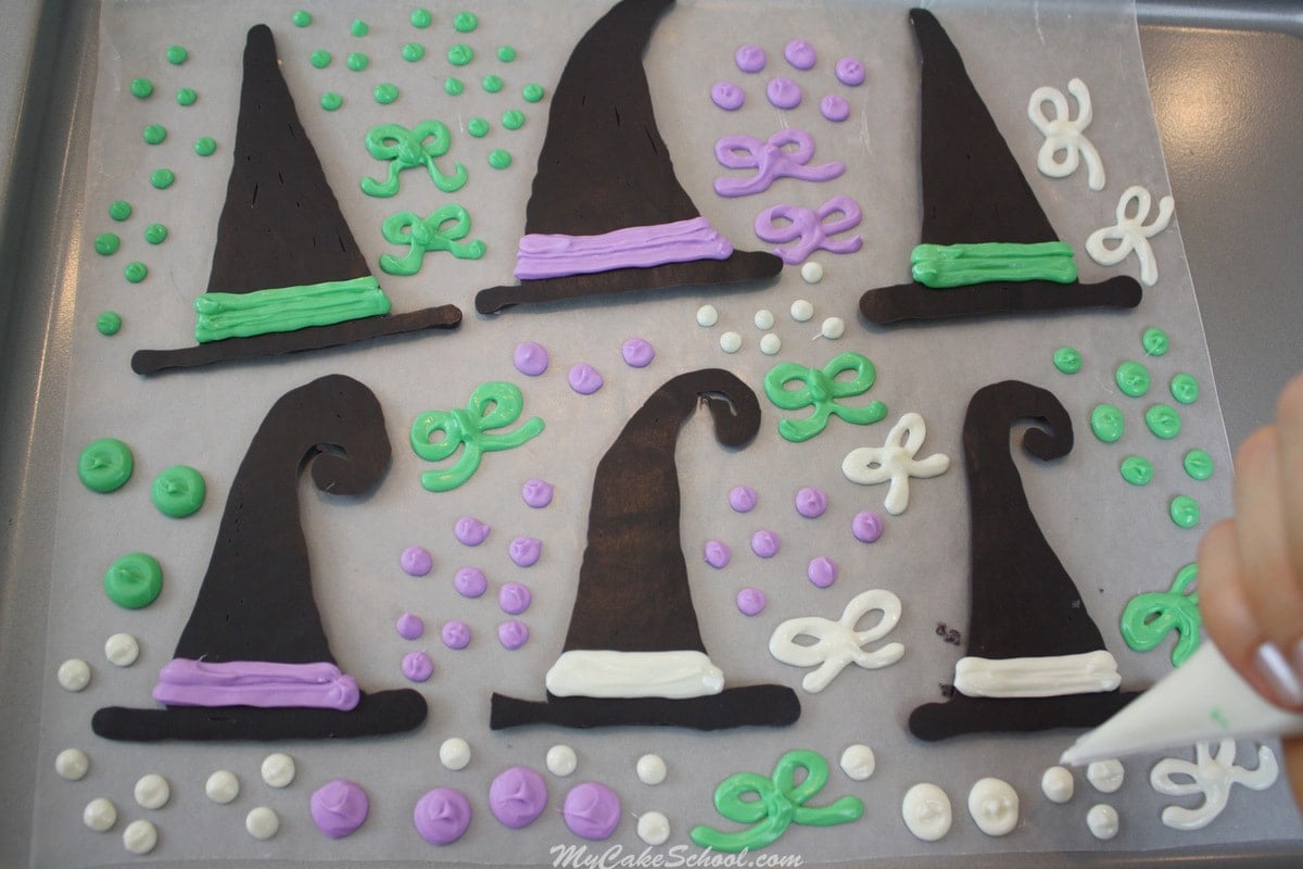 Free Witch Hat Cake Tutorial by MyCakeSchool.com! So fun and festive for Halloween gatherings! Witch Hats!- A Halloween Blog tutorial by MyCakeSchool.com!