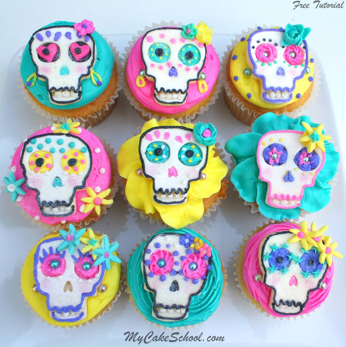 El Dia de los Muertos- Cupcake Tutorial by MyCakeSchool.com!