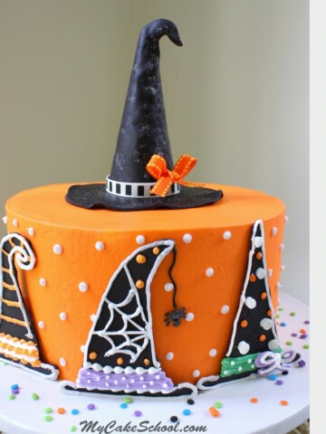 Halloween Witch Hat Cake Tutorial by MyCakeSchool.com! Free Tutorial, and PERFECT for Halloween parties!