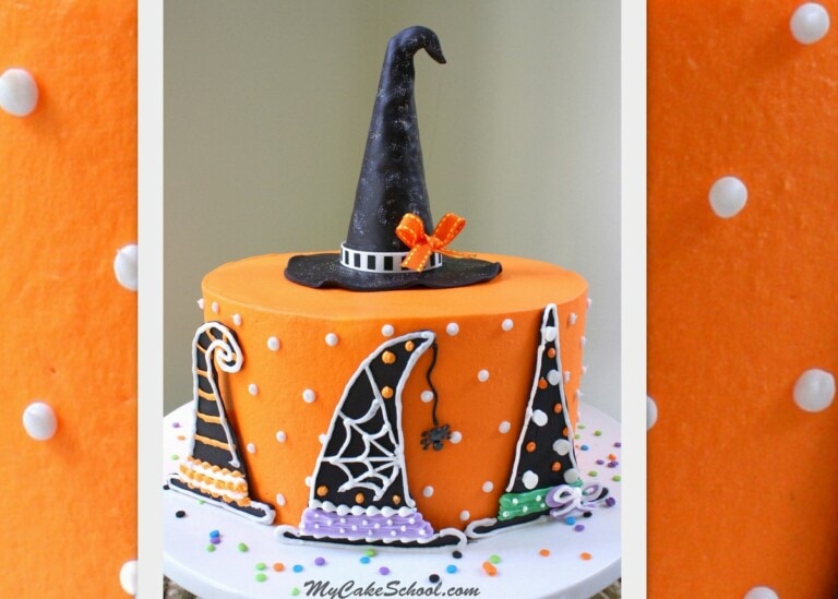 Halloween Witch Hat Cake Tutorial by MyCakeSchool.com! Free Tutorial, and PERFECT for Halloween parties!