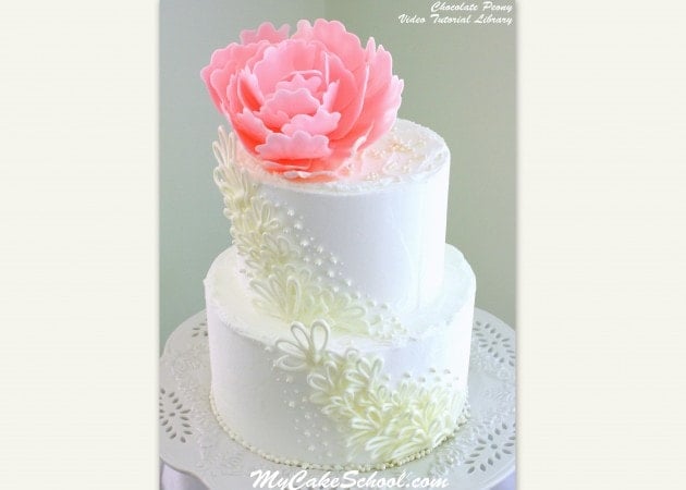 Elegant Chocolate Peony created from candy coating! Video tutorial by MyCakeSchool.com!