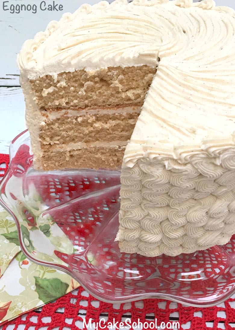 Delicious Eggnog Cake with Eggnog Buttercream! Recipe by MyCakeSchool.com