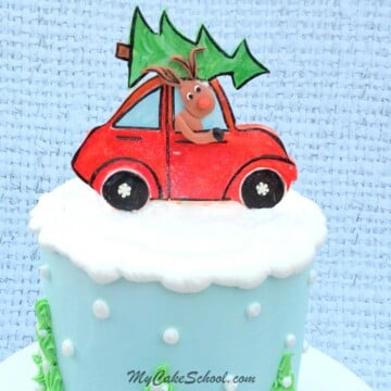 Sweet Rudolph & Car Cake Topper! An adorable cake design for Christmas Parties! Cake Video by MyCakeSchool.com!