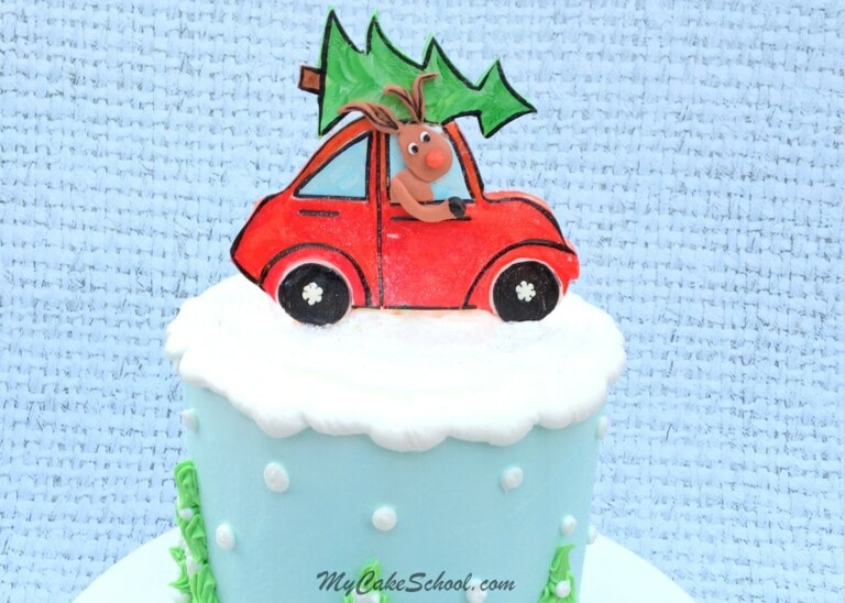 Sweet Rudolph & Car Cake Topper! An adorable cake design for Christmas Parties! Cake Video by MyCakeSchool.com!