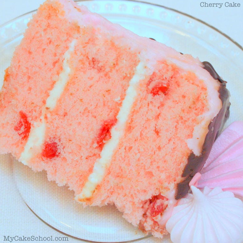 The most DELICIOUS scratch Cherry Cake Recipe by MyCakeSchool.com! Online Cake Decorating Tutorials & Recipes!