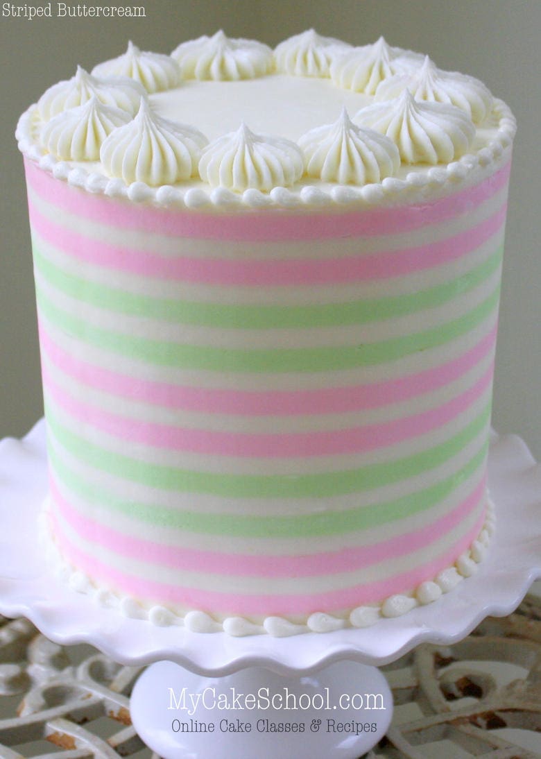 How to Create Beautiful Buttercream Stripes for your cakes! Member Cake Video by MyCakeSchool.com. Online Cake Tutorials & Recipes!