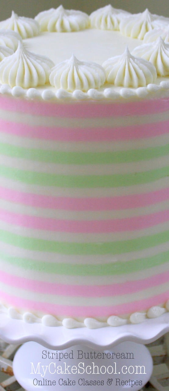 How to Create Beautiful Buttercream Stripes for Cakes! MyCakeSchool.com Member Cake Video Tutorial. Online Cake Decorating Tutorials & Videos!