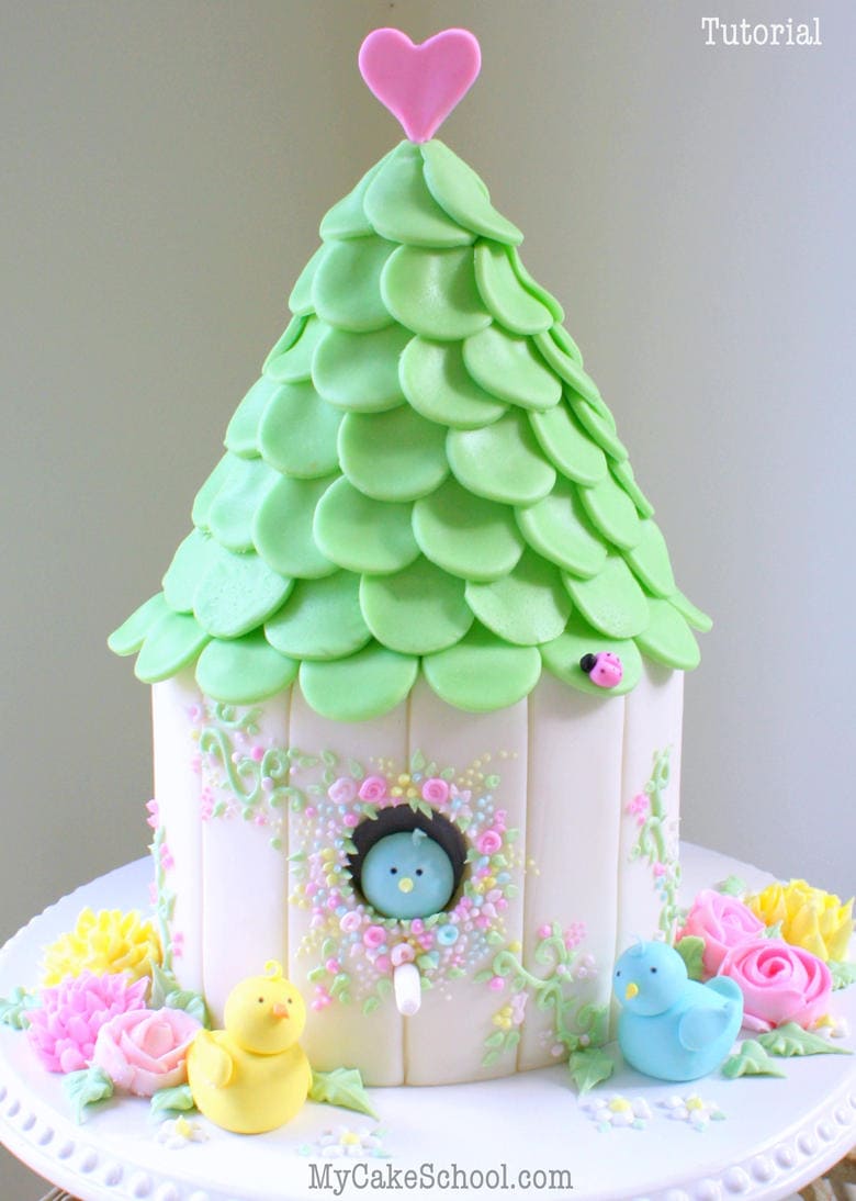 Beautiful Birdhouse Cake Decorating Video Tutorial by MyCakeSchool.com! Online Cake Decorating Tutorials & Recipes!