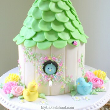 Adorable Birdhouse Cake! A tutorial by MyCakeSchool.com!