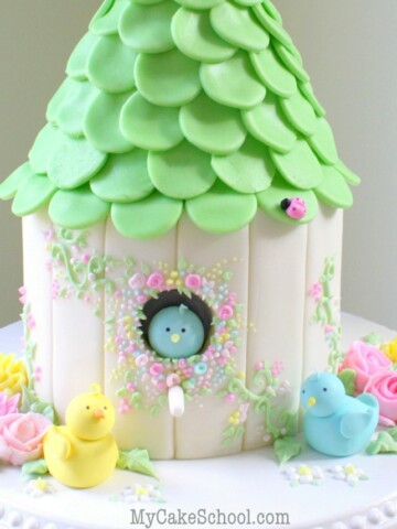 Adorable Birdhouse Cake! A tutorial by MyCakeSchool.com!