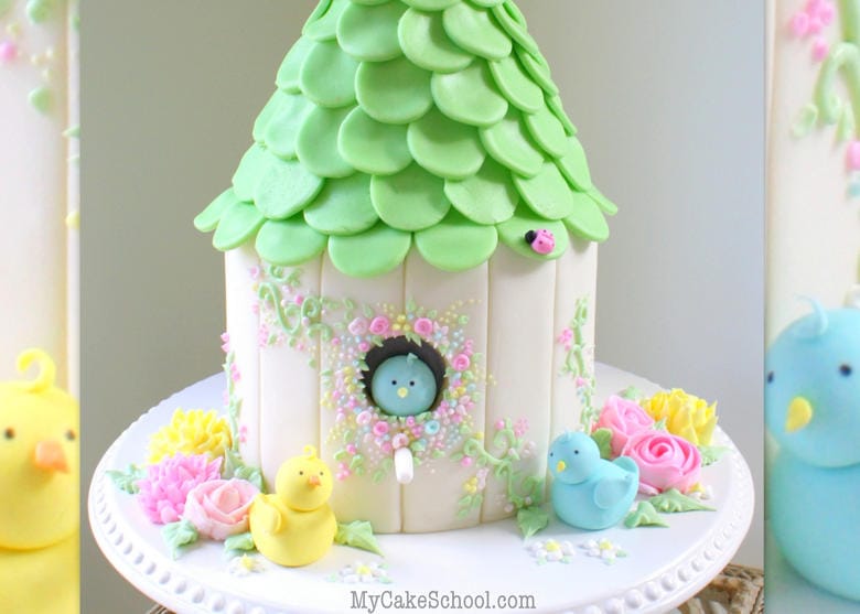 Adorable Birdhouse Cake! A tutorial by MyCakeSchool.com!