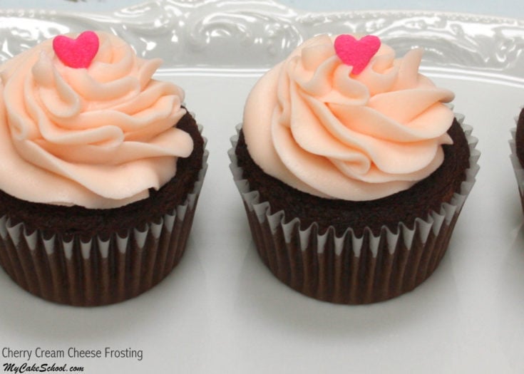 Amazing Cherry Cream Cheese Frosting Recipe by MyCakeSchool.com! We love it with cherry cakes and chocolate cakes! YUM!