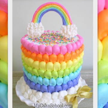 The CUTEST Puffed Buttercream Rainbow Cake Video Tutorial by MyCakeSchool.com! This buttercream piping technique and cake design is for all skill levels of decorating!