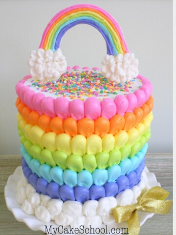 The CUTEST Puffed Buttercream Rainbow Cake Video Tutorial by MyCakeSchool.com! This buttercream piping technique and cake design is for all skill levels of decorating!