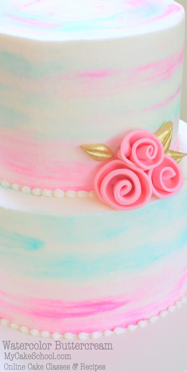 Beautiful Watercolor Buttercream Video Tutorial by MyCakeSchool.com. Online Cake Decorating Videos and Recipes!