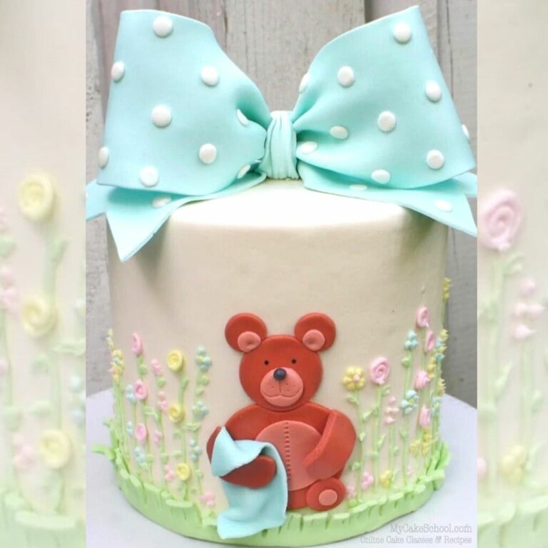 Teddy Bear Cake with Classic Gum Paste Bow