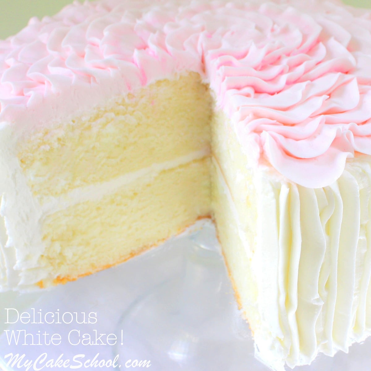 Delicious White Cake from Scratch! Recipe by MyCakeSchool.com.