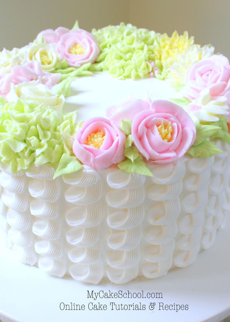 Buttercream Floral Wreath Cake Video Tutorial! | My Cake School