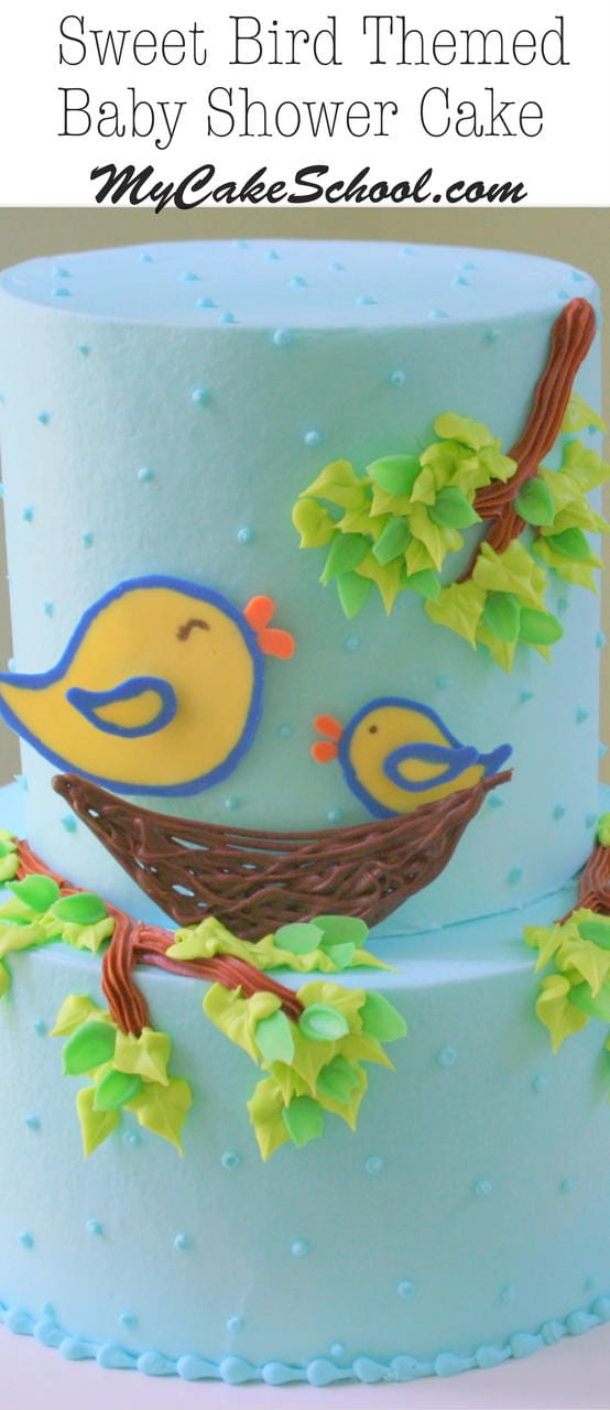SWEET Bird Themed Cake with Chocolate Transfers. Tutorial by MyCakeSchool.com