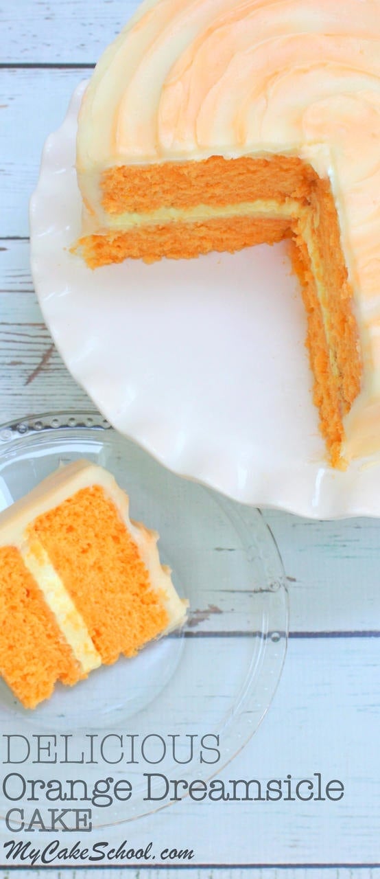 DELICIOUS Homemade Orange Dreamsicle Cake Recipe by MyCakeSchool.com