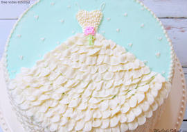 Wedding Dress Cake in Buttercream! Free Cake Video Tutorial by MyCakeSchool.com. Online cake tutorials, recipes, and videos!